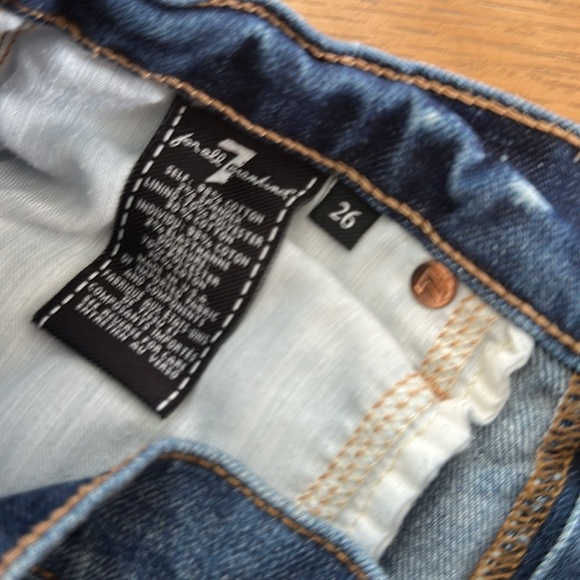 Seven For All Mankind Rich Coastal Blue Wash Denim Cutoff Shorts Size 26 - Picture 4 of 9